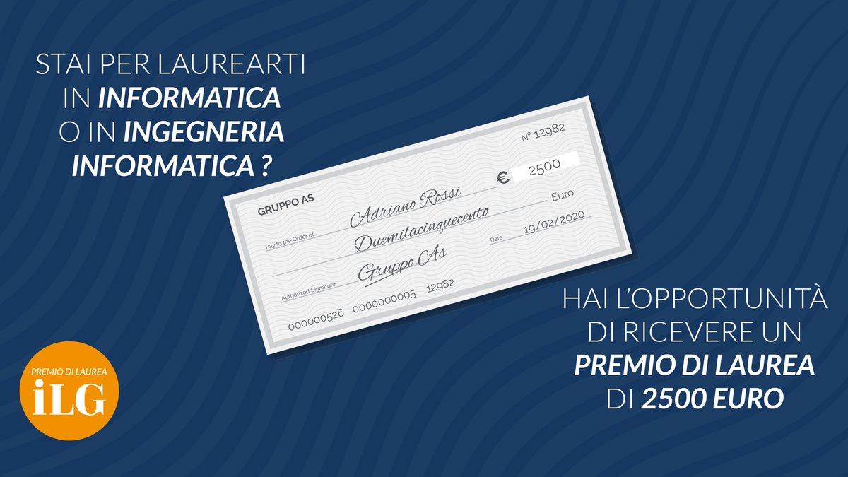 GruppoAS's tweet image. Ogni anno, in collaborazione con @UninaIT , la nostra azienda offre ai #laureati più meritevoli nei corsi di #Informatica ed #Ingegneriainformatica un premio in denaro di 2500 euro, oltre che una proposta di collaborazione continuativa presso le nostre sedi.