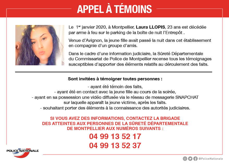 PoliceNat34's tweet image. [#AppelàTémoins] Information judiciaire en cours.
-Si renseignements, contacter le service d&apos;enquête #Montpellier 0499135217 et 0499135237 ou @policenat34. merci de #RT