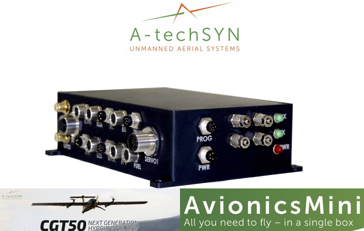 a_techsyn's tweet photo. ✈ Check Out A-techSYN Next Generation #VTOL #UAV Flight Controller System
✈️ Thanks to the #unique #algorithms #developed by #A-techSYN in-house, #AvionicsMini has been integrated and tested on fixed wing, delta wing, H-Tail and T-Tail UAVs for+1.000 hours with great success. https://t.co/igFxgh99qc
