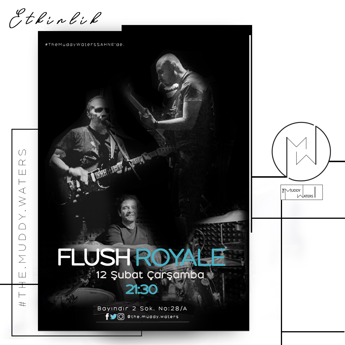 TheMuddyWaters2's tweet photo. Rock'n roll, blues, klasik rock, rockabilly ve soutern rock türündeki icralarıyla #FlushRoyale, bu Çarşamba #TheMWSahne'de! 💥
Girişler #ÜCRETSİZDİR!
#Konser #CanlıMüzik #BluesBar #Ankara #Live #Band https://t.co/MnI8ebvsFX