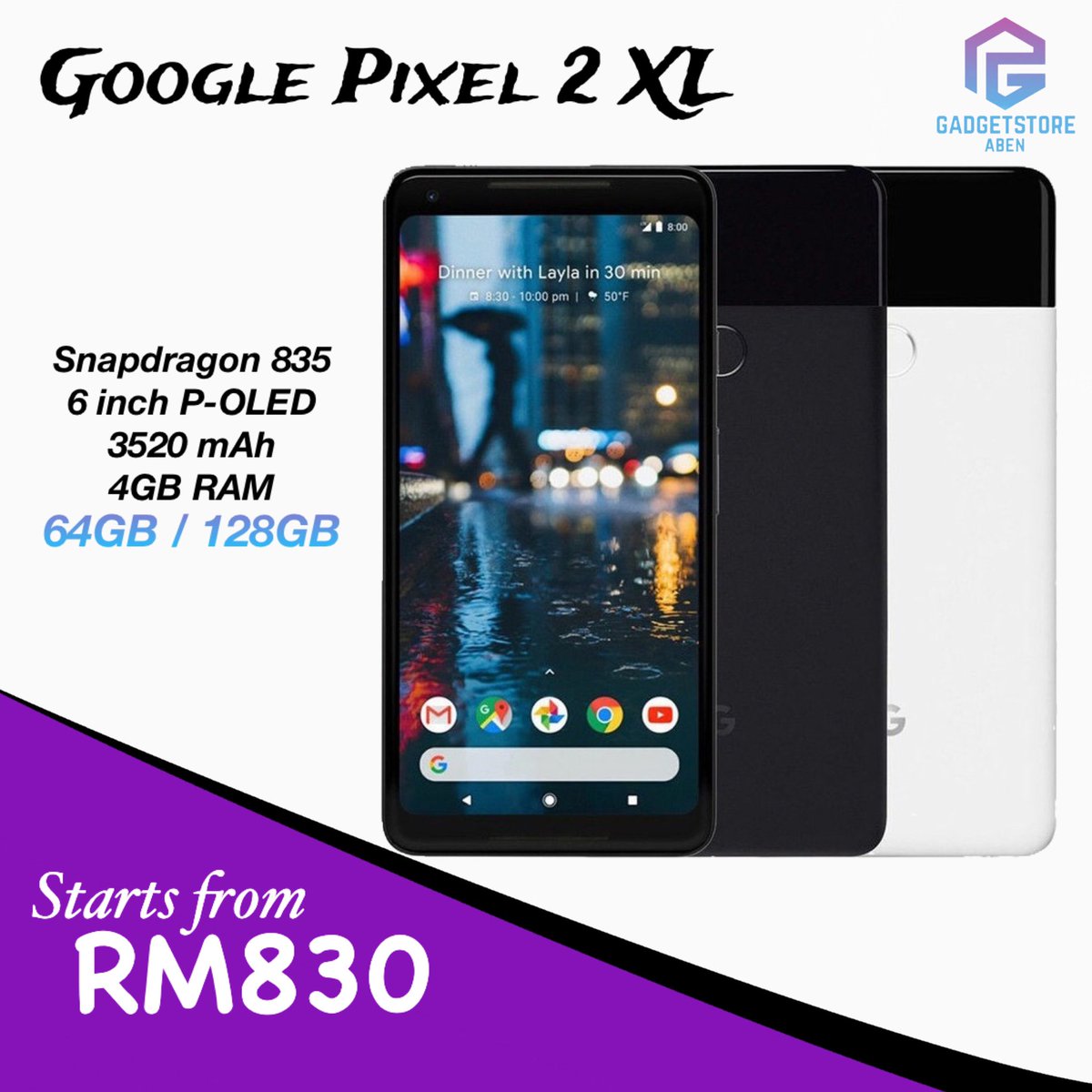 #teampixel
📱 SECONDHAND PIXEL
Google Pixel 2
64GB - RM640
128GB - RM820
.
Google Pixel 2 XL
64GB - RM830
128GB - RM950
.
Package:
Phone , box , 3rd party charger & cable
(ORI CABLE & CHARGER +RM99)
.
.
#googlepixelmalaysia #teampixelmalaysia #pixelmalaysia