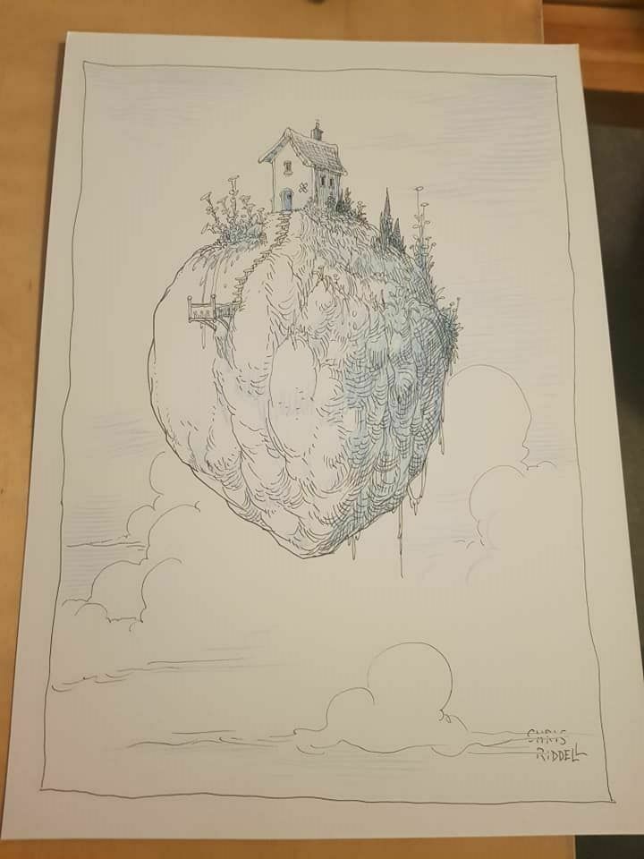 13challenge's tweet photo. PLS RT : who fancies this amazing #cloudhouse original artwork from @chrisriddell50 ? bid now @ https://t.co/1pb5ghz61W to support #childrenwithcanceruk 450+ awesome signed goodies up for sale, don't miss out! #gothgirl #observer #beedlethebard #edgechronicles #charity https://t.co/lU2Au2sE2c