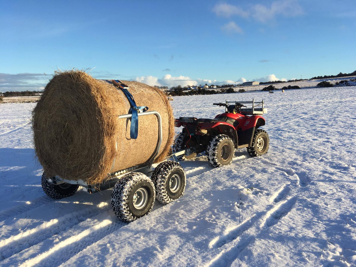 ChapmanMachines's tweet photo. Struggling to reach out wintered stock with the recent bad weather? Our BT500 Bale Transporter could be the perfect tool allowing you to take full size bales out to stock with your UTV/ATV. Available as a Single axle (light hay/straw) or twin axle unit (for heavier bales/silage) https://t.co/UcL8PWn1Hh