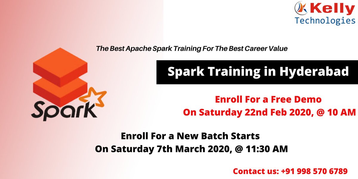 KellyTechno_adm's tweet image. Hurry up & Get enrolled for the Free Spark Demo On 22nd Feb, 10 AM & New Weekend Batch On 7th March, 11:30 AM By #KellyTechnologies, Hyderabad.
For Free Registration:
forms.gle/rwvRQc2r21aUD2…
For More:
bit.ly/2Sg28G7
#SparkTraining #SparkCourse #Hyderabad