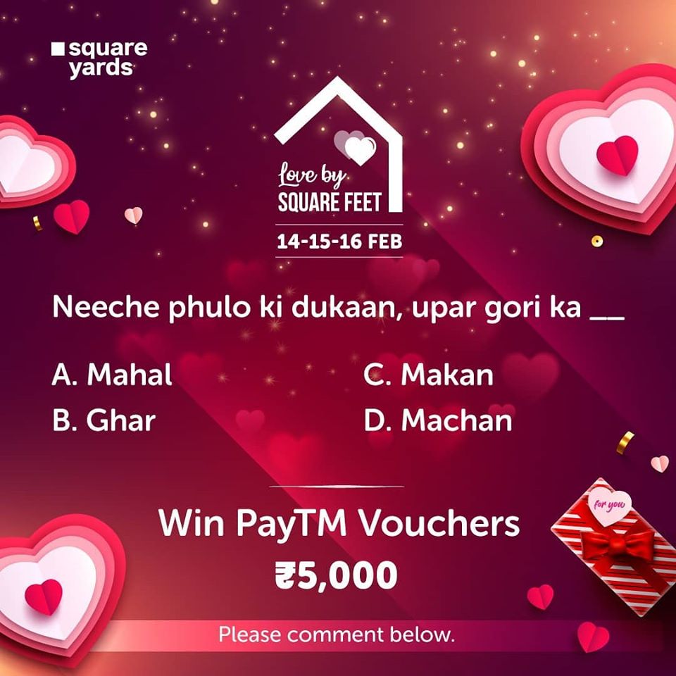 lovebysquareft's tweet photo. Second in the series of contests is:

Complete Song Lyrics

Neeche phulo ki dukaan, upar gori ka ____

1. Mahal
2. Ghar
3. Makaan
4. Machan

Leave a comment with the answer and win PayTM vouchers of ₹5,000.
Do not forget to like our page and tag two of your friends.

#Contest https://t.co/WytPeP7STr
