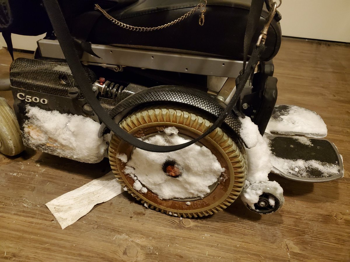 mandipandi303's tweet image. Driving my wheelchair a matter of yards to take Emmett potty tonight was pretty much like driving a snow plow. ☹ I'm so looking forward to the snow going away. 🥶 I've already gotten stuck once. I had to be rescued by a passing cyclist. #disabilityproblems #snowisevil