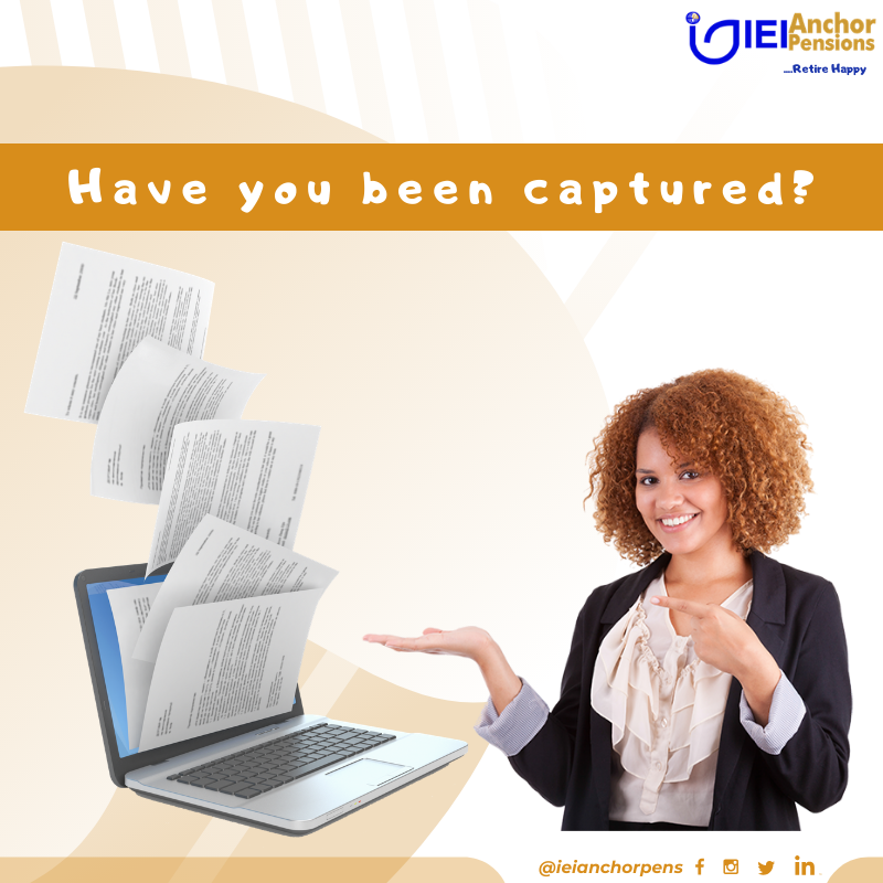NorrenPensions's tweet photo. Have you been captured? if No, click on the link https://t.co/quI4h3hJ74
to download form and checklist. Submit completed form and supporting documents to any of our branch offices nearest to you.
#datarecapture
#ieianchorpensions
#retirehappy
#getcaptured
#pension https://t.co/HQ6ZdRLaNO