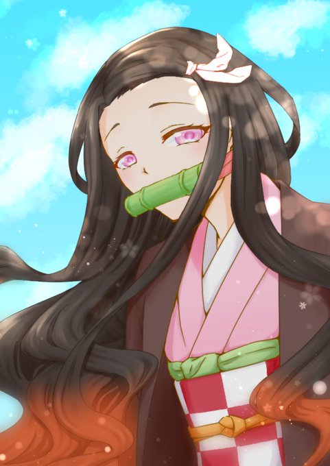 aya@低浮上さんがTwitterに投稿した竈門禰豆子(鬼滅の刃)のイラスト。