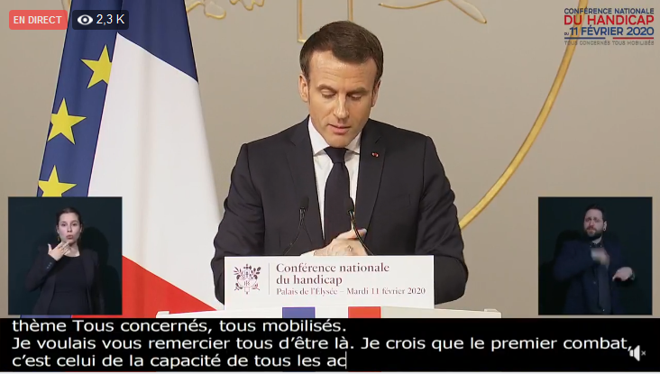 apsahasso's tweet photo. 🔴Direct #CNH2020
Le Président de la République se félicite de la signature "importante" de la convention d'engagement tripartite "Cap vers le pouvoir d'agir des personnes en situation de handicap"
#Association #APSAH #inclusion #handicap #TousConcernésTousMobilisés https://t.co/TPG0euSH11