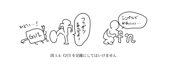 GUIを蹴り倒す図を描いてる #複雑gui本もくもく執筆会 