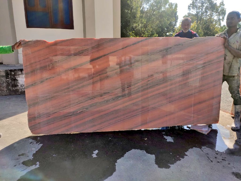 Pink Marble Gangsaw Slabs 270x130cm in 2cm at Best Prices. Contact Now #PinkMarble #naturalstone #marble #indianmarble #interiordesign #arcitechture