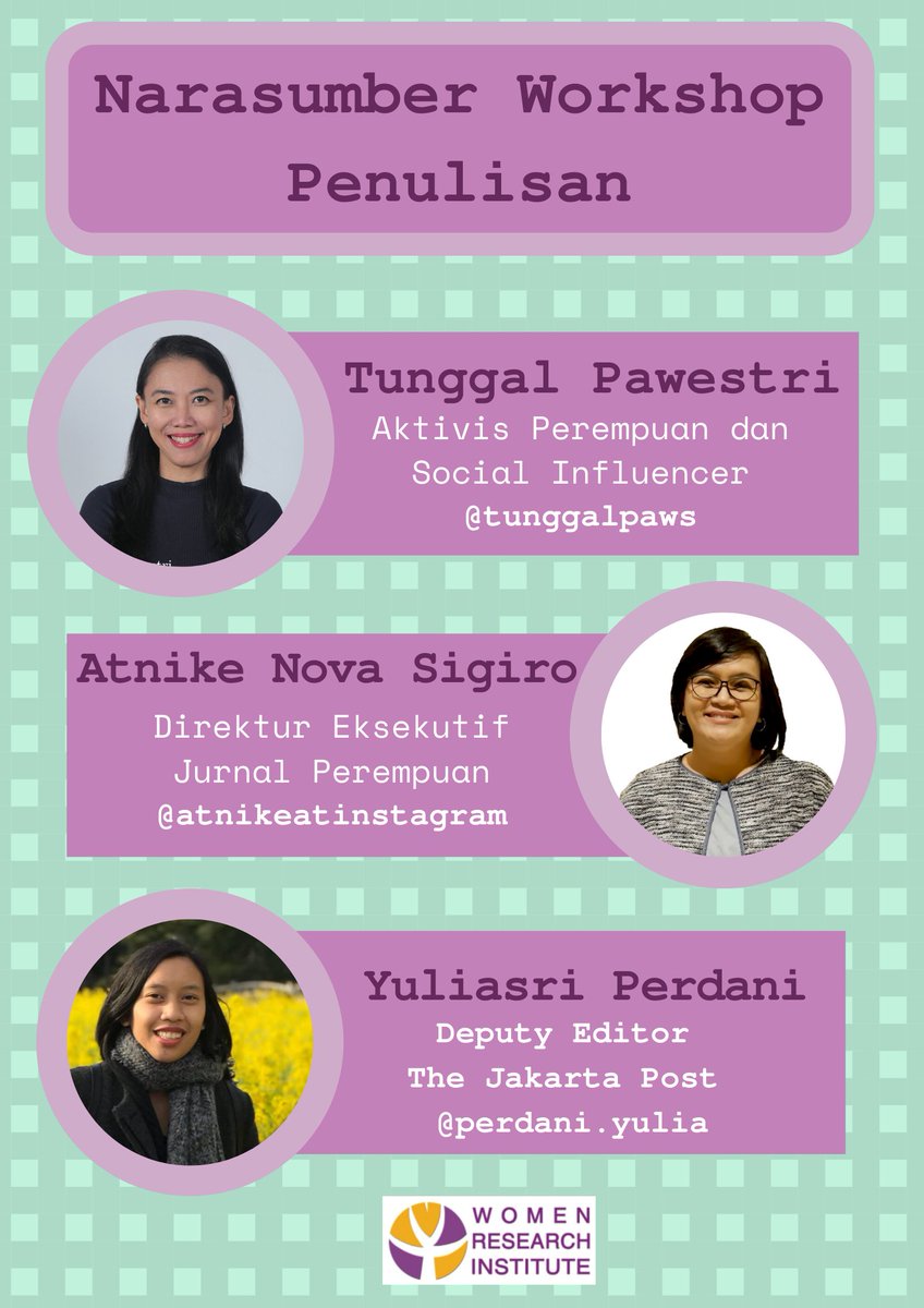 Inilah para pembicara yang akan hadir dalam workshop penulisan WRI: