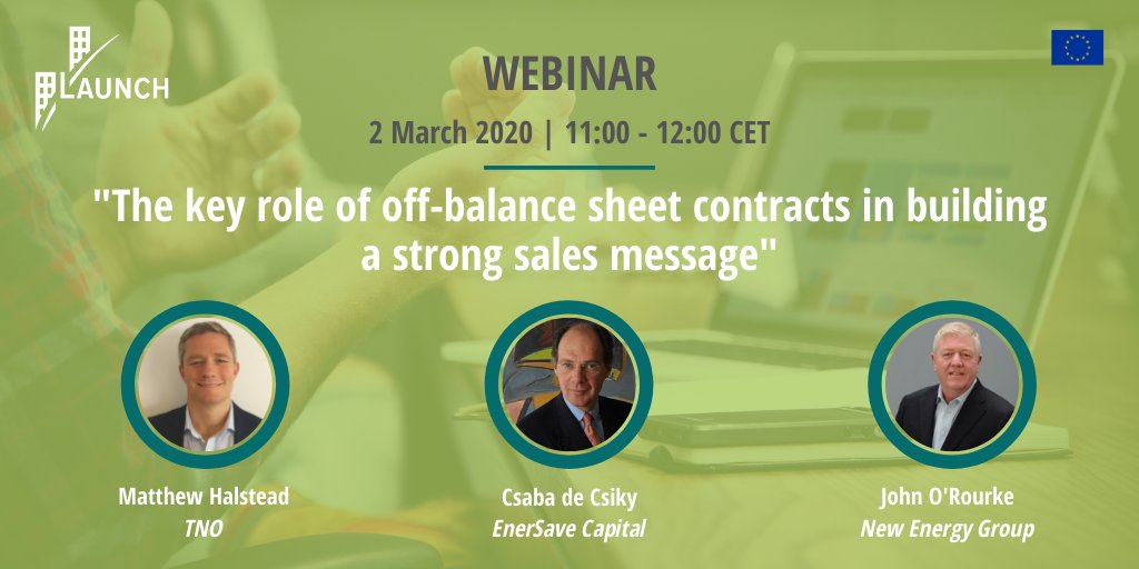 SEFA_Europe's tweet photo. How to use the off-balance sheet contract as a strong sales message for your clients? 📈
Join our discussion on March 2nd📅led by our partners @TNO_Research,@Enersavecapital and NEG to find out!
➡️https://t.co/428RrmQbzH
#energyefficiencyprojects #sustainablefinance #LAUNCH2020 https://t.co/yEwg90VFcs