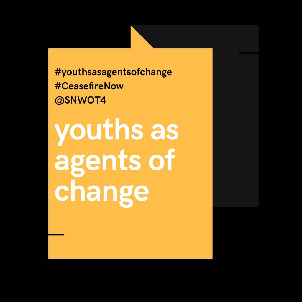 Snwot4's tweet photo. We refuse to dance to the drums of war. Give peace a chance 
#ceasefirenow
#inclusivepeacetalk 
#youthsagentsofchange 
#UNSCR2250 https://t.co/VmdcjmZgSv