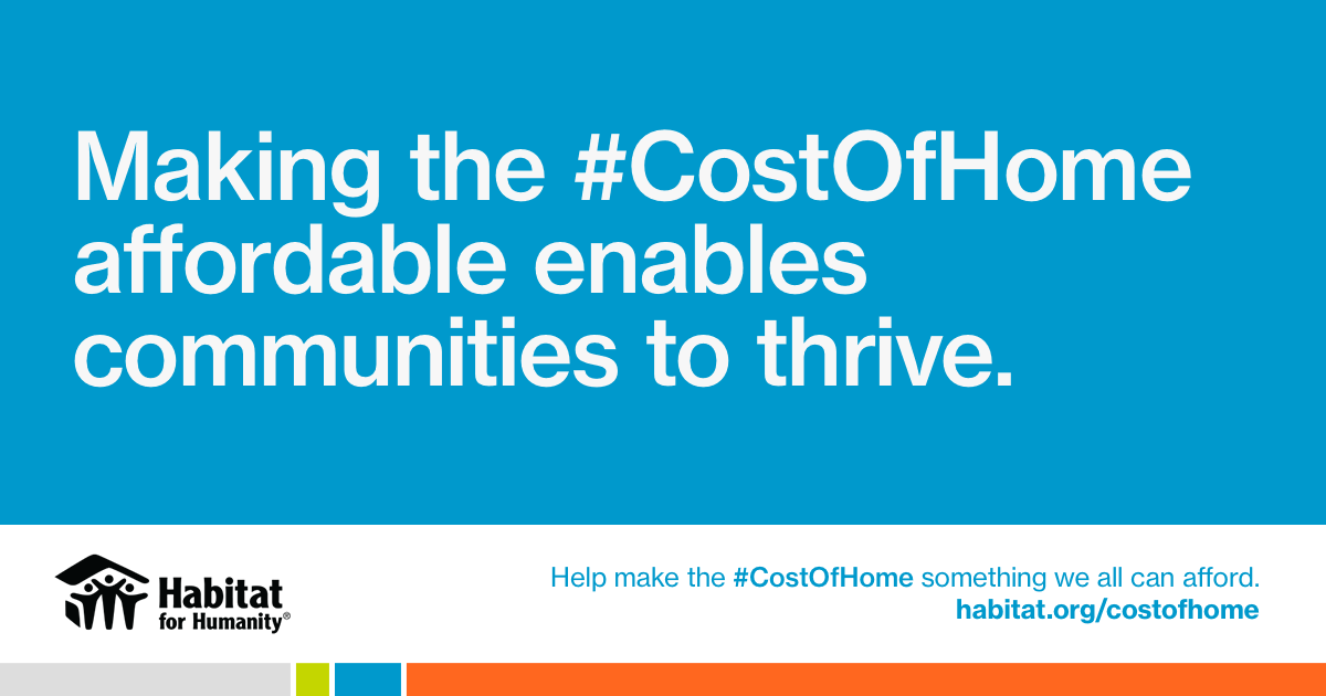 1 in 6 U.S. families pay half or more of their income on a place to live. That’s unacceptable. Join us in telling Congress why you support ensuring everyone has access to #communitiesofopportunity. habitat.ngo/NHIA #CostofHome #homeaffordability #habitatforhumanity