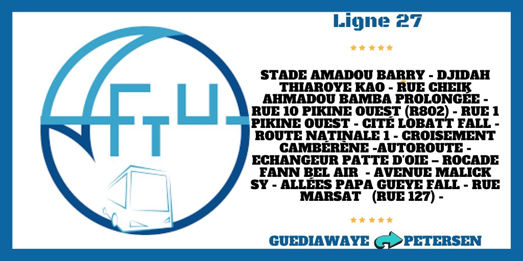 aftusenegal's tweet photo. Si vous quittez Guédiawaye pour vous rendre à petersen vous pouvez prendre la ligne 27 ou la 28.
#bustata https://t.co/4JFZfjaL7S