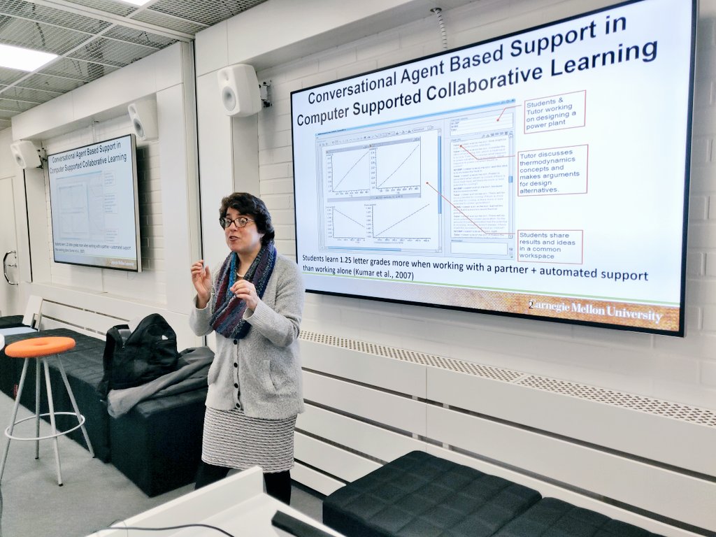 LET_Oulu's tweet photo. The #letoulu team is honored to have Prof. Carolyn Penstein Rosé from @CarnegieMellon here in #UniOulu, discussing how to support #transactivity, #collaboration, and #learning with language technologies. https://t.co/tTCPdYjigo
