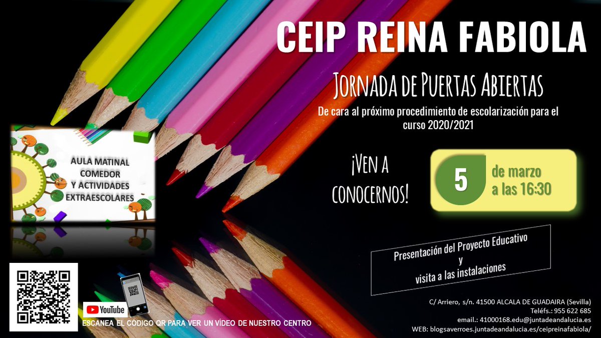 CeipReina's tweet photo. El día 3 de marzo comenzamos el período de escolarización para el curso 2020/2021. https://t.co/KtKgrGBvff