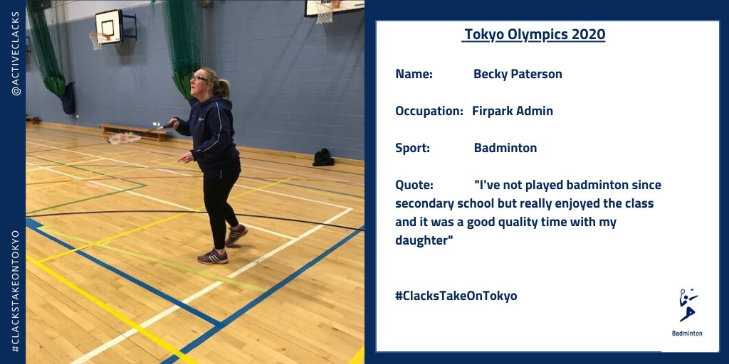 ActiveClacks's tweet image. Tokyo Tuesday!

Today's #ClacksTakeOnTokyo sport is Badminton! Sport Development Manager Marjorie &amp;amp; @FirparkSki Becky went along to a Sport Dev. class last week.  

Get involved by sharing your Olympic sport experience using the #ClacksTakeOnTokyo 

#3down