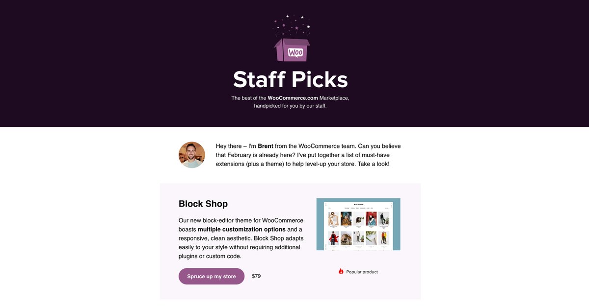 Are you following the #WooCommerce Newsletter? We do and we were more than happy to see our 'Block Shop' theme featured  at the top of the Staff Picks for February mailchi.mp/woocommerce/st…