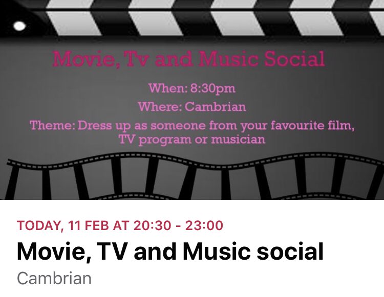 AberUBT2019's tweet photo. LIGHTS, CAMERA, ACTION! Tonight’s social is set to be a fabulous one, prizes for best costume! 💖🎭🎬🎤💖 #TickledPink #SocialNight https://t.co/DdxFD1mgVI