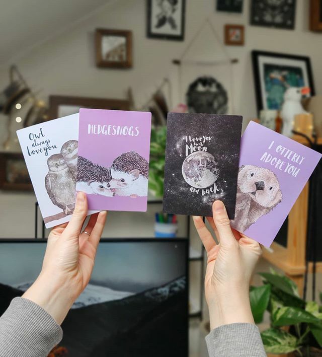 crabapplemoon's tweet photo. Today is the last day to get your valentine's cards orders in! I hope you like my new hedgehog design as much as I do 🦔♥️🦔 These cards are all available at @sheffieldmakershuntersbar too. https://t.co/T4RX0ad2Z3 https://t.co/QNVh4wjmFc