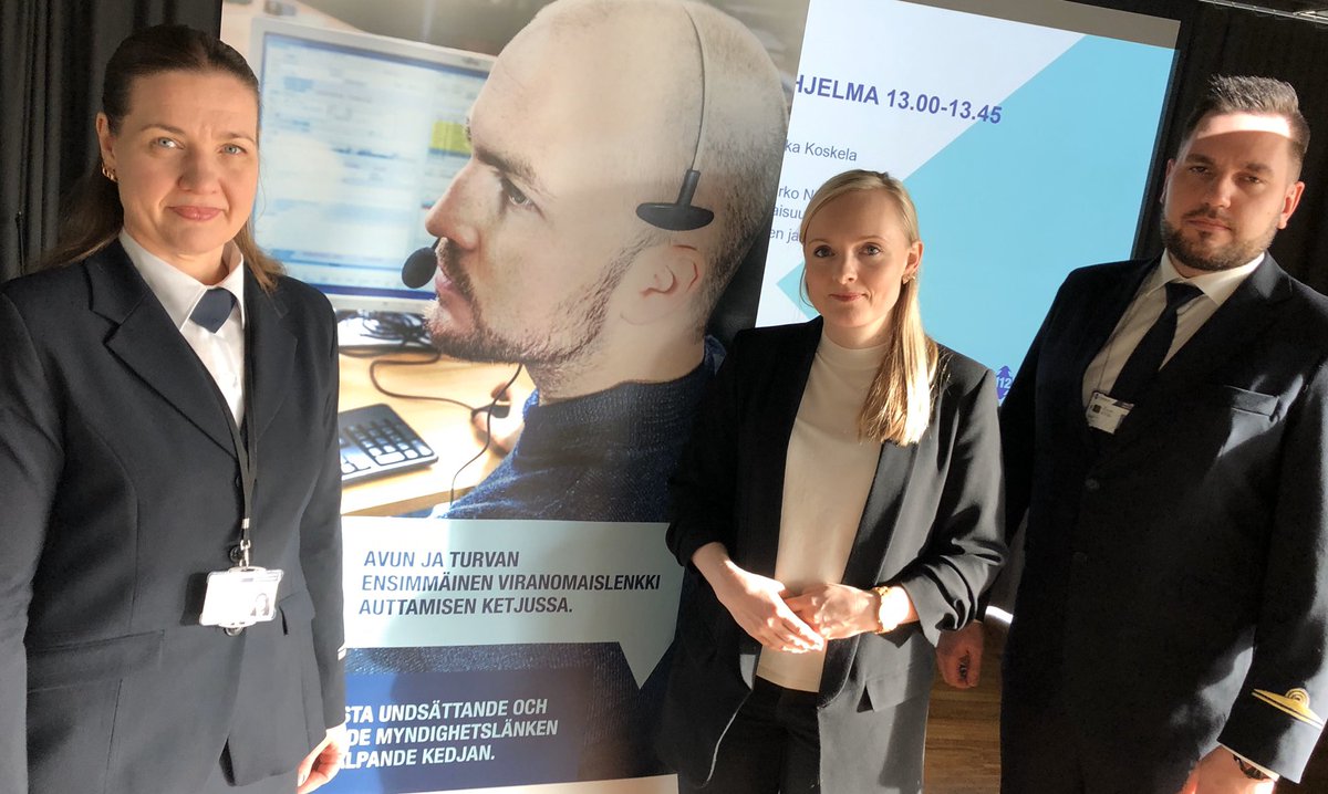 112_Finland's tweet photo. Sisäministeri @MariaOhisalo 
tapasi hätäkeskuspäivystäjät Sirpan ja Markon. Hän kiitti päivystäjiä merkityksellisestä työstä. Työn kuormitukseen kiinnitetään entistä enemmän huomiota ja koulutusmääriä tarkastetaan. Viranomaisten on tärkeää olla tavoitettavissa. #112päivä #112EU https://t.co/TLGiXQVCAb