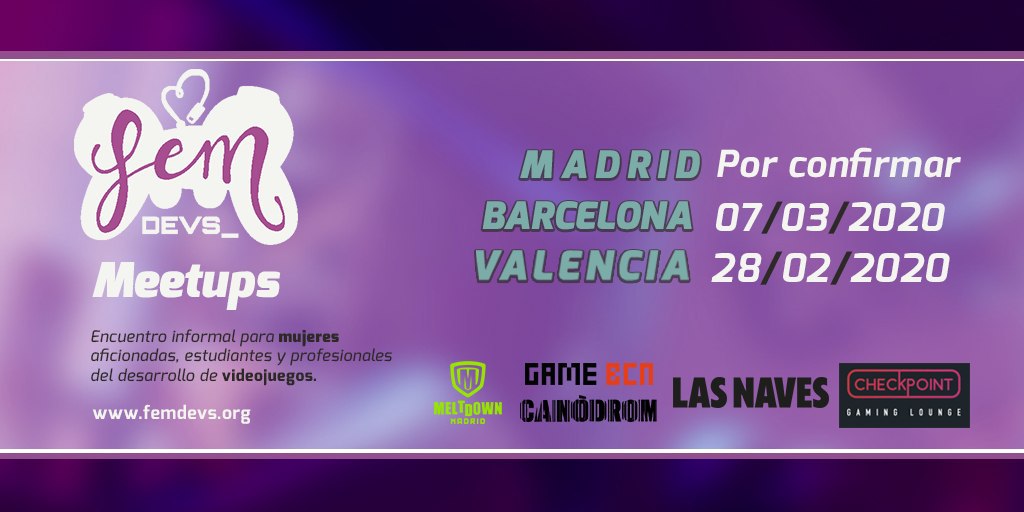 FemDevs's tweet photo. Os traemos nuevas fechas de meetups para Barcelona y Valencia. Recordad que, como siempre, para apuntaros debéis rellenar este formulario: https://t.co/XIlcepyWTM
¡Os esperamos! https://t.co/O8NqG7uO4K
#FemDevsMeetups https://t.co/2IiD65fy8F