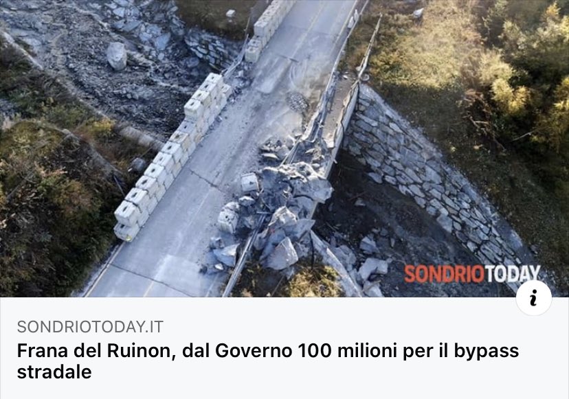MassimoSertori_'s tweet photo. 🚧 #Frana del #Ruinon, su richiesta di #RegioneLombardia dal #Governo 100 milioni per il bypass stradale. 
#rassegnastampa #11febbraio #valfurva

👉🏻https://t.co/TpoSFb7XYO https://t.co/ltZXPzOmgN