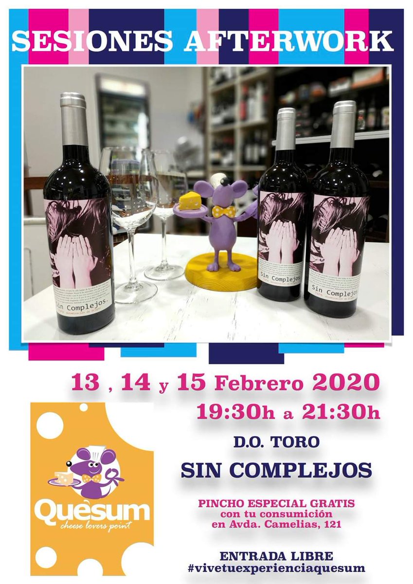 Y para terminar la jornada de trabajo el jueves, viernes y sábado #sincomplejos #afterwork #dotoro 🍷🍷 #sesionafterwork #vinoyqueso #quesumchesse #quesumlover #envigo #vivetuexperienciaquesum #quesum