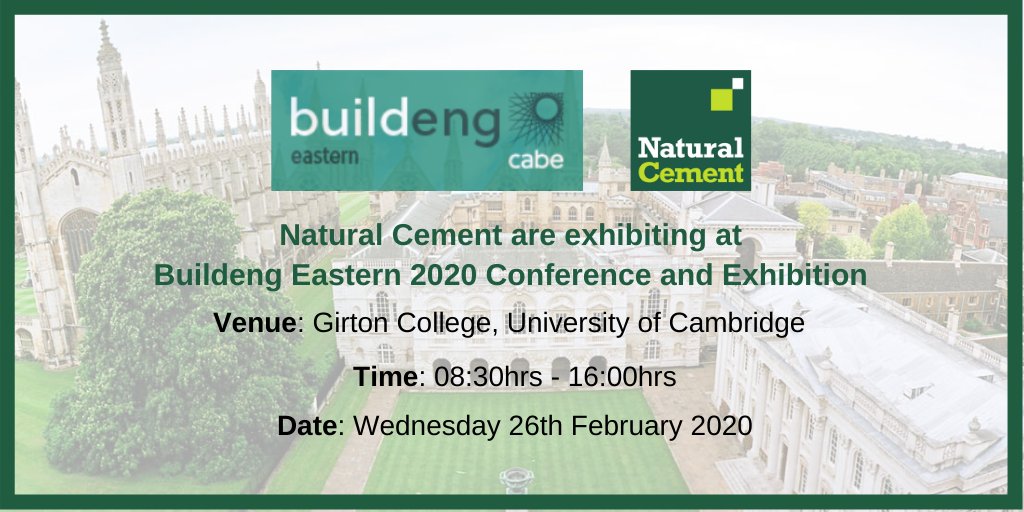NaturalCement's tweet photo. We are excited to be exhibiting at CABE Buildeng Eastern later this month! ๐
@cbuilde #CABE #Buildeng #Cambridge #Exhibitor https://t.co/5zbCFhhgVj