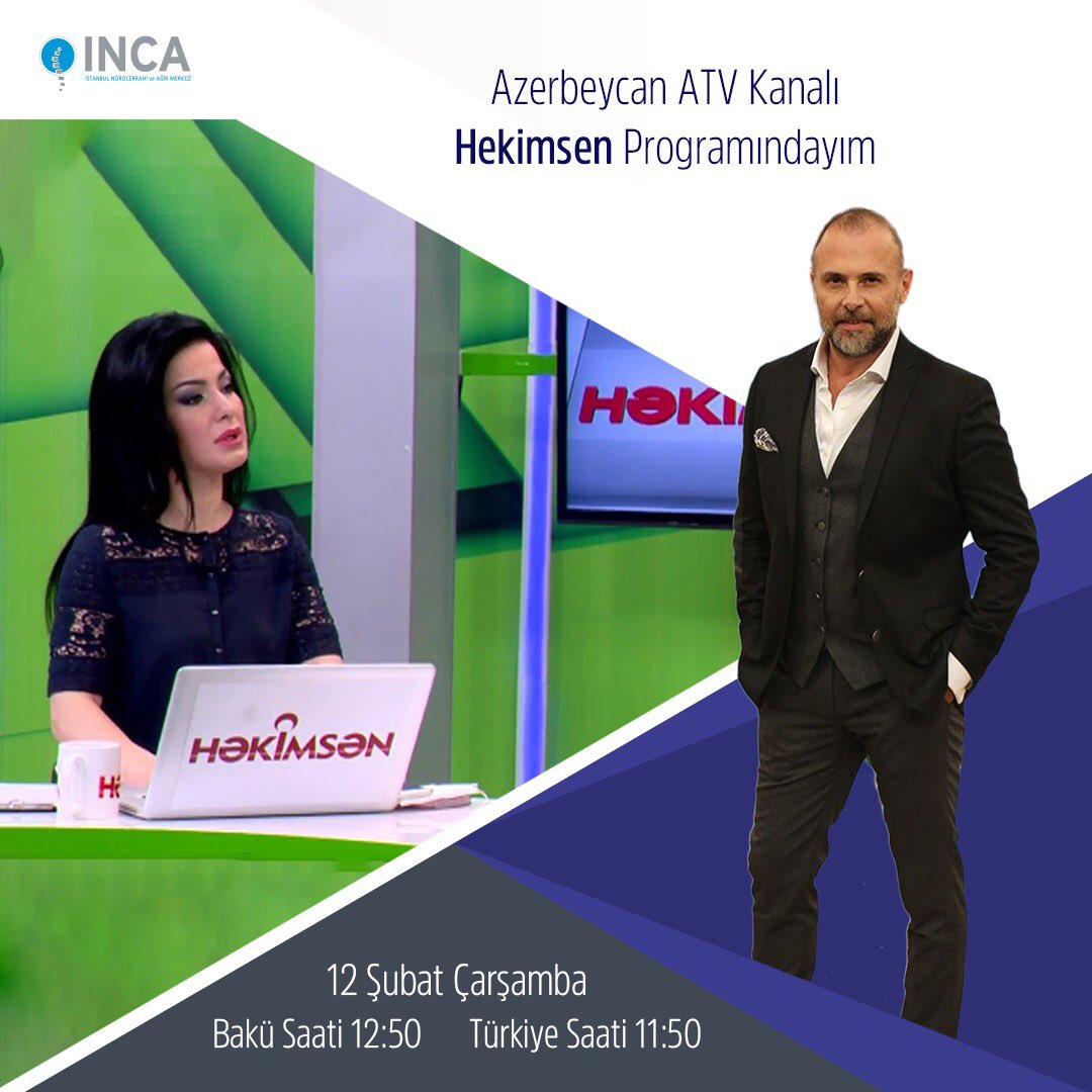 Yarın sabah Azabaycan ATV kanalında, sevgili İlhame Bedelova' nin harika sunumu ve katkıları ile <a href="/incaklinik/">INCA</a> olarak neden #hiçbirağrıkalıcıdeğildir diyoruz ve yepyeni projemiz #ağrısızyaşamakademisi nedir açıklıyoruz. Merak edenler ekran ya da internet başına...