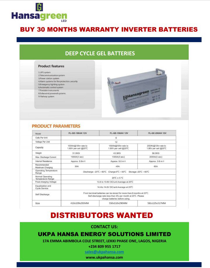Ukpahansa's tweet photo. Contact us for your batteries with 30 months warranty 
Dm or call 09050286000
@Otedola_ @_Taaooma @Rene_noire @King_Blacq @_DammyB_ @kelvin_lion @thatgoddess____ @Elcrucifixio @akoko_akuma https://t.co/H2RCP73Z5Y