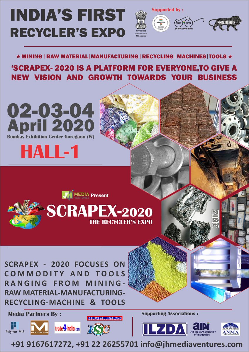 Presenting India's first Recyclers expo *SCRAPEX 2020* on Recycling, Safety & Cost Reduction.
#scrapforsale #scrapmetal #scrap #scraping #recycling #recyclingnews #recyclinginternational #recyclingtoday #recycle #reuse #renewableenergy #repair #renewables #renewable #retailers