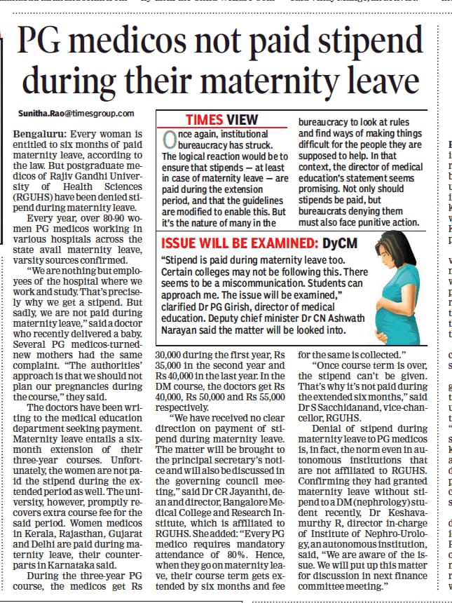 PG #Medicos in #Karnataka not paid #stipend during #maternityleave. The #doctors have been writing to the medical education department seeking #payment. 

<a href="/drashwathcn/">Dr. C.N. Ashwath Narayan</a> <a href="/rguhs/">RGUHS Update</a>
<a href="/NeetFiles/">NewIndia Files 🇮🇳</a> <a href="/RemaNagarajan/">Rema Nagarajan</a> <a href="/sakie339/">Dr. Sylvia Karpagam</a> <a href="/AnantBhan/">Anant Bhan</a> <a href="/fogsi2007/">FOGSI</a>