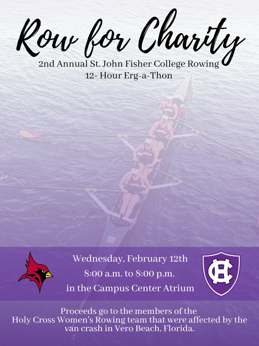 FisherAthletics's tweet photo. ROW FOR A CAUSE 🚣

Stop down to the Campus Center today and support @SJFCRowing in their effort to raise awareness for rowing and fundraise for the Holy Cross Women's Rowing team in their 2nd Annual 12-Hour Erg-A-Thon!

🔗 to donate: https://t.co/aclYd4VmL5

#GoFisher https://t.co/pwFz8XUPVK