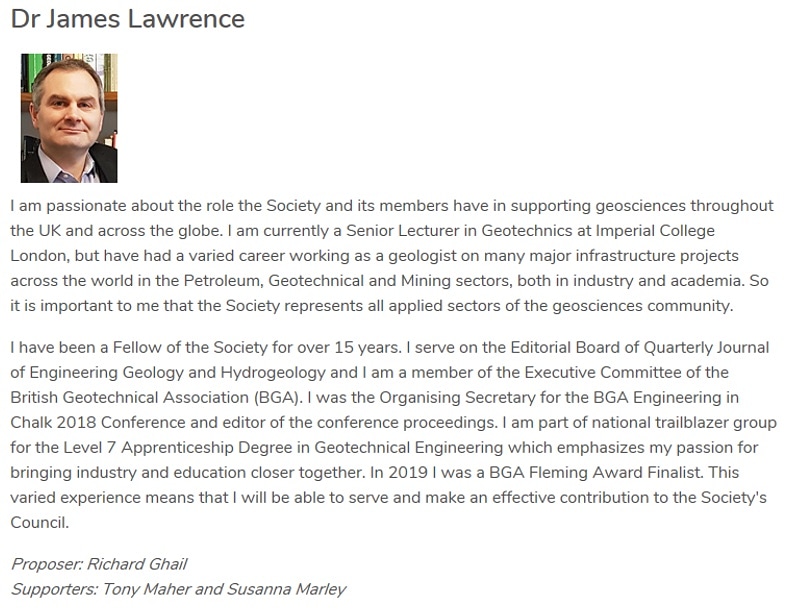 This year I am standing for election to the Council of the Geological Society. The ballot for the election to Council is now open and if you are eligible to vote you should have received an email with instructions. I would really appreciate your support and vote.