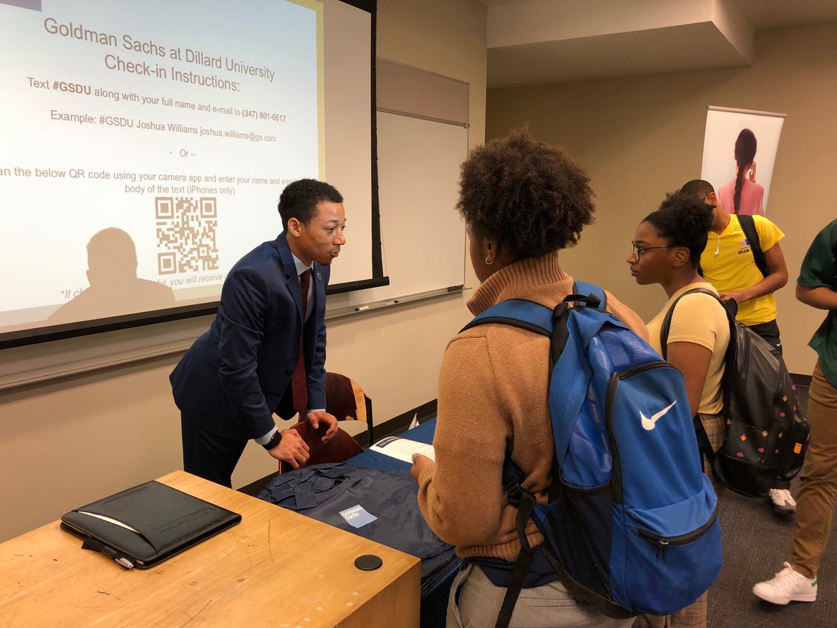 cnjeffries1970's tweet photo. College of Business (CoB) Alum Joshua WillIams of Goldman Sachs discussing employment opportunities on campus https://t.co/pAOzzYyeIh