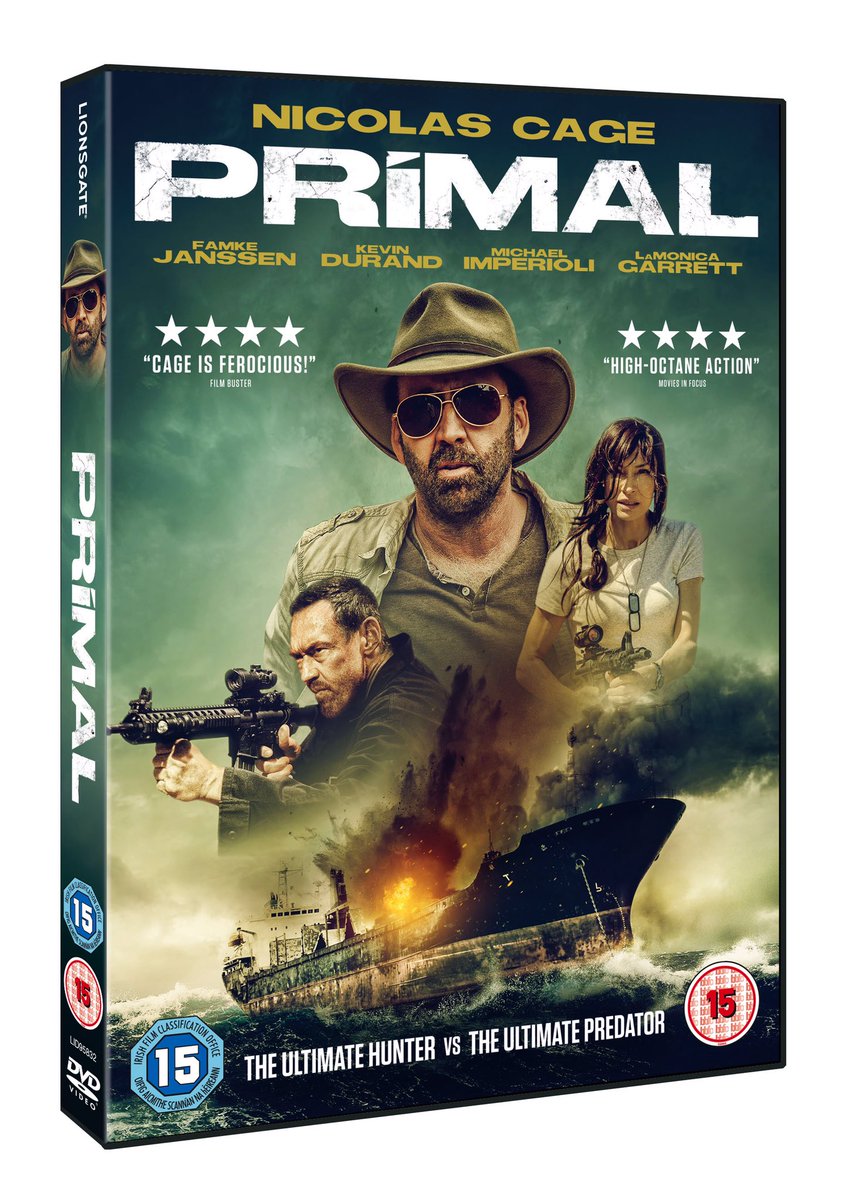 RT &amp; Follow us to #win a DVD copy of action-thriller #PrimalMovie starring #NicolasCage as a big game hunter tackling wild animals and a terrorist at sea! Available on Digital Download now and DVD 17 February: amzn.to/35AuEXs <a href="/LionsgateUK/">Lionsgate UK</a>