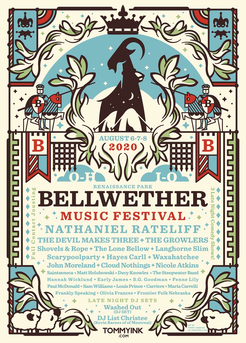 Hear Ye, Hear Ye! We Give You The 2020 Lineup! Visit us at bellwetherfest.com to see the daily schedule and buy your tickets. Ticket prices increase at midnight tonight.