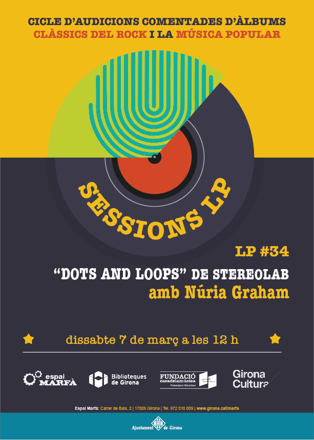 LaMarfamusica's tweet photo. La compositora @nuriagraham dirigirà la #SessióLP 34 comentant l'àlbum de @stereolabgroop. #DotsandLoops, un treball més abstracte i cinemàtic i un àlbum de culte de l’escena #indie.
📀 https://t.co/Wvoyg46DdN
#audiciócomentada #coneguemlamúsica @casamusicagi @biblioteques_gi https://t.co/kBrAHAOEYO