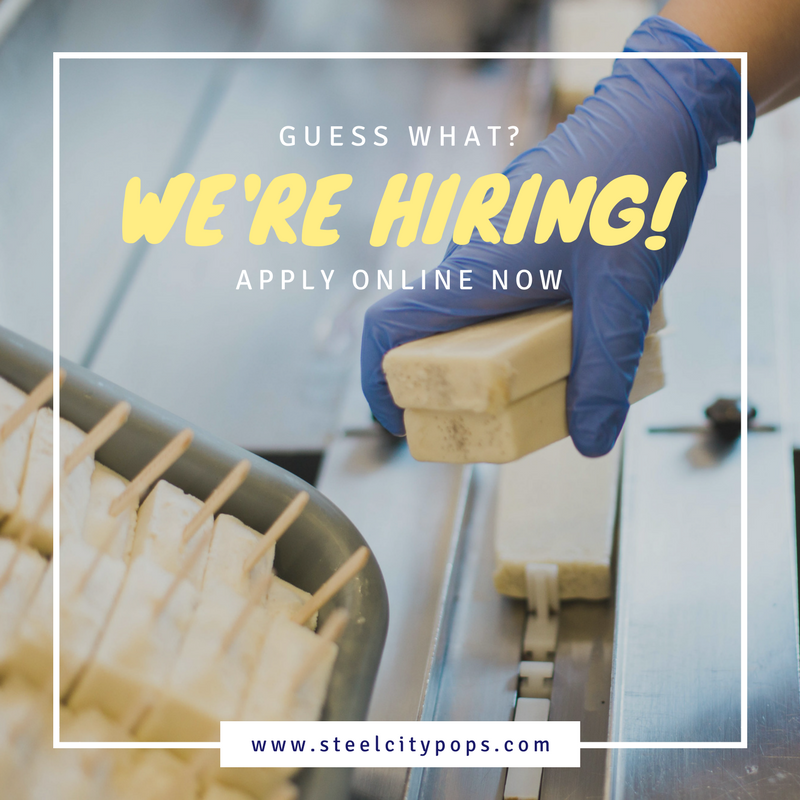Want a cool job and free pops!? We have multiple jobs open! Visit steelcitypops.com/apply to apply!