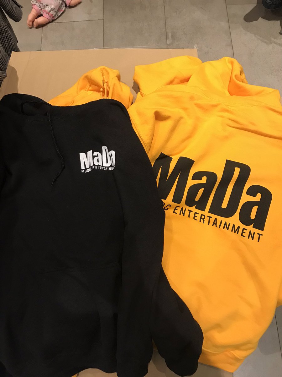 Our hoodies have arrived. Who wants one? #music #promomerch #yellow #black