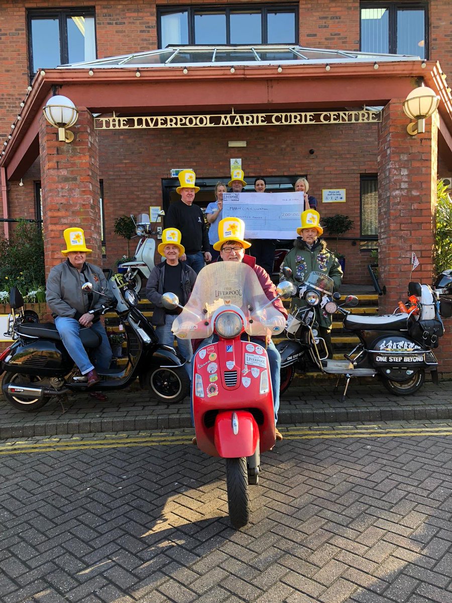 Ernie and his Diddy Men, with a charitable cheque for the Marie Curie Hospice Centre Woolton Liverpool. Well done everyone!