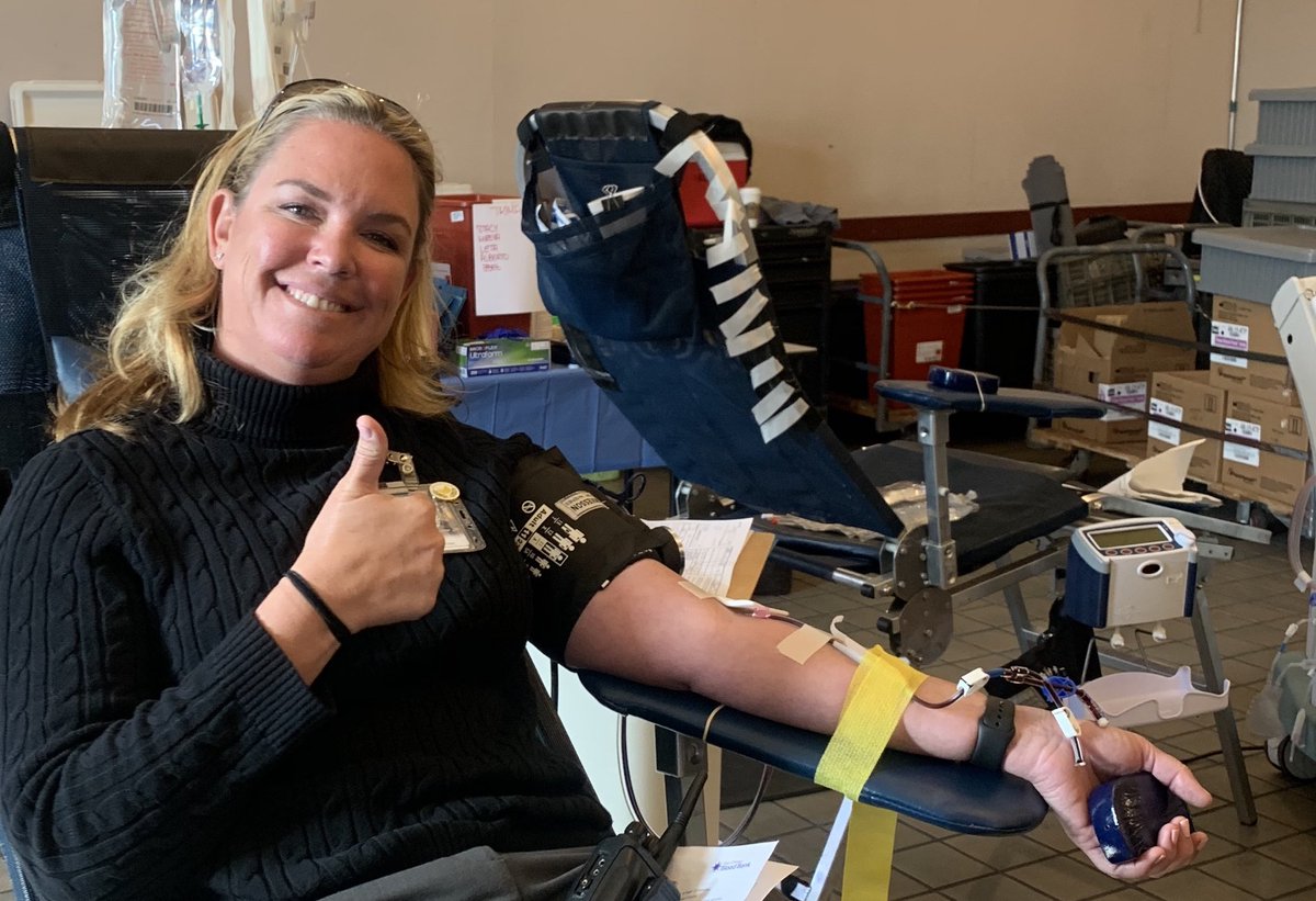 Saving lives ⁦<a href="/ohspirates/">OHS Pirates</a>⁩ Health Academy blood drive! It is such an honor to donate with my students! OHS always has a super high turnout!! #piratepride #destinationoside
