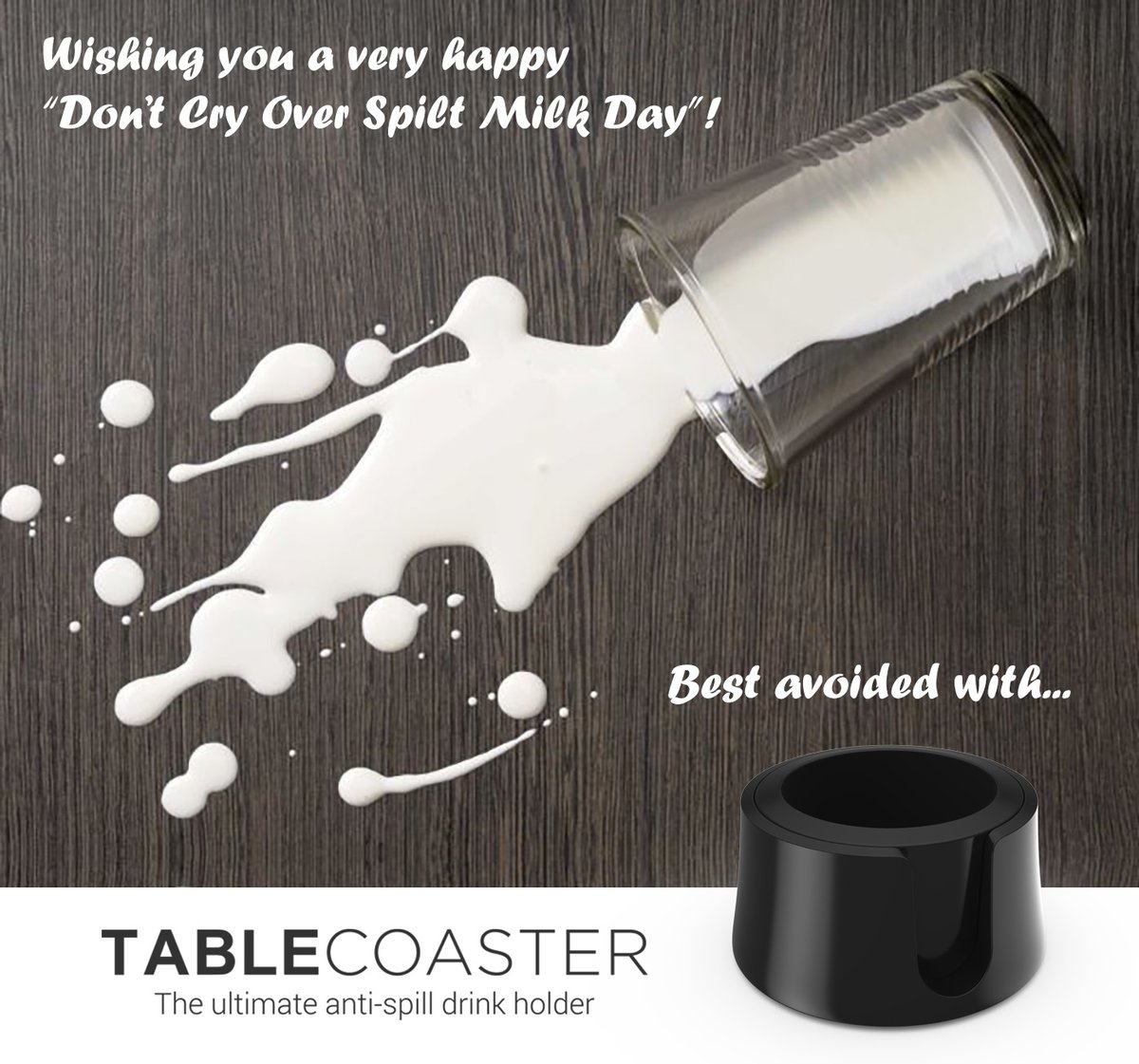 couchcoaster's tweet photo. Wishing you a very happy "Don't Cry Over Spilt Milk Day! Best avoided with a TableCoaster! #dontcryoverspiltmillk #dontcryoverspilledmilk #milk #drinks #tablecoaster #couchcoaster https://t.co/5RF7DsmvxH