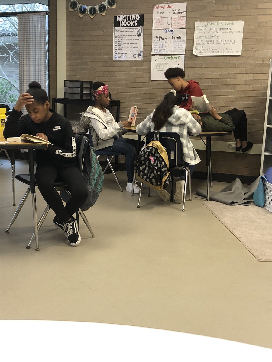 This sight makes my ELA teacher heart so happy!!! Giving them the first 30 minutes of the day to just read a book because they want to ❤️ #PrideIn5 #ThisIsLeaphart