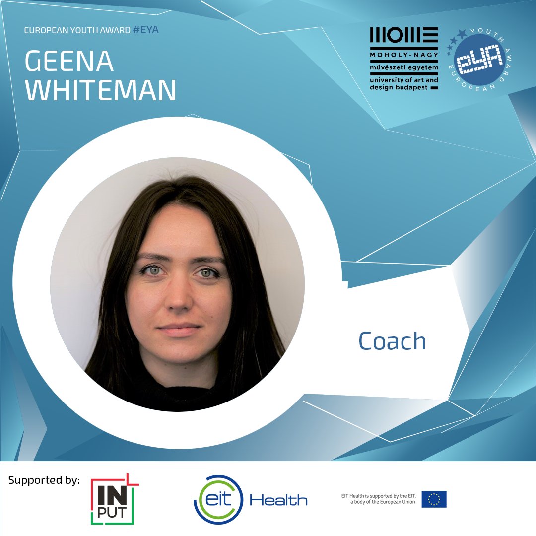 EYAgraz's tweet photo. Geena @geenawhiteman is a researcher in the field of youth and entrepreneurship. She will support you as 
👉 #COACH at the SHack Budapest: https://t.co/yEzLKSP3Tl #health #wearables #code4impact @MOMEBUDAPEST
 @EITHealth https://t.co/Ghnsr4NjXM