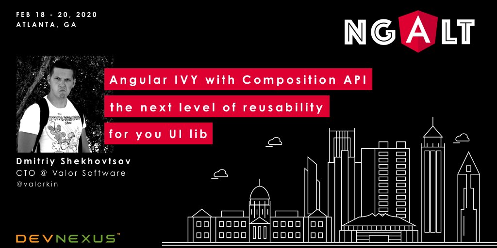 angelmbanks's tweet image. Are huge generic components killing your apps? Ever find a missing event in a directive in an opensource library & have to wait for the maintainer to get your commit to npm? #AngularIvy can help and @valorkin will explain at #NGALT @ #Devnexus! #atlanta #tech #conference #angular