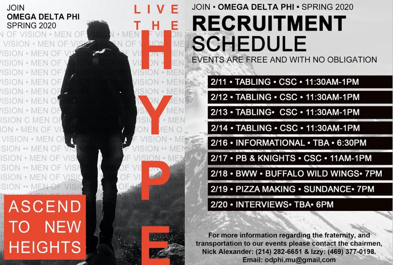 odphi_mu's tweet image. Come learn about Omega Delta Phi today in the CSC. We’ll be answering any questions you have for us. We’ll be tabling from 11:30am-1pm.
#ODPhi #RushWeek